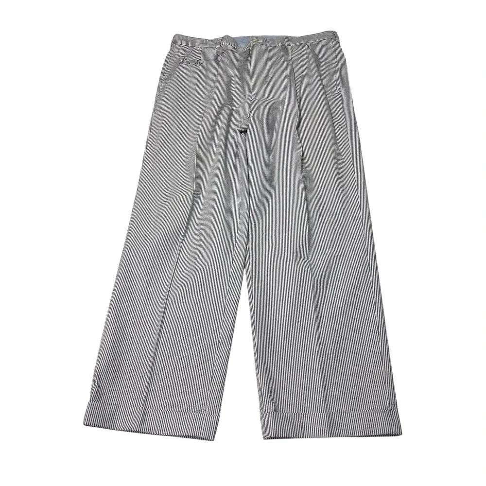 Brooks Brothers 346 Mens Seersucker Pleated Cuffed Pants Blue White Stripe 40x30